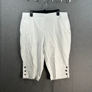 Susan Graver Weekend Petite Premium Stretch Slim Leg Pedal White, Petite 1X